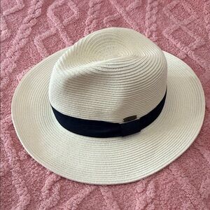 Cream Straw Fedora with Black Band - Classic Sun Hat